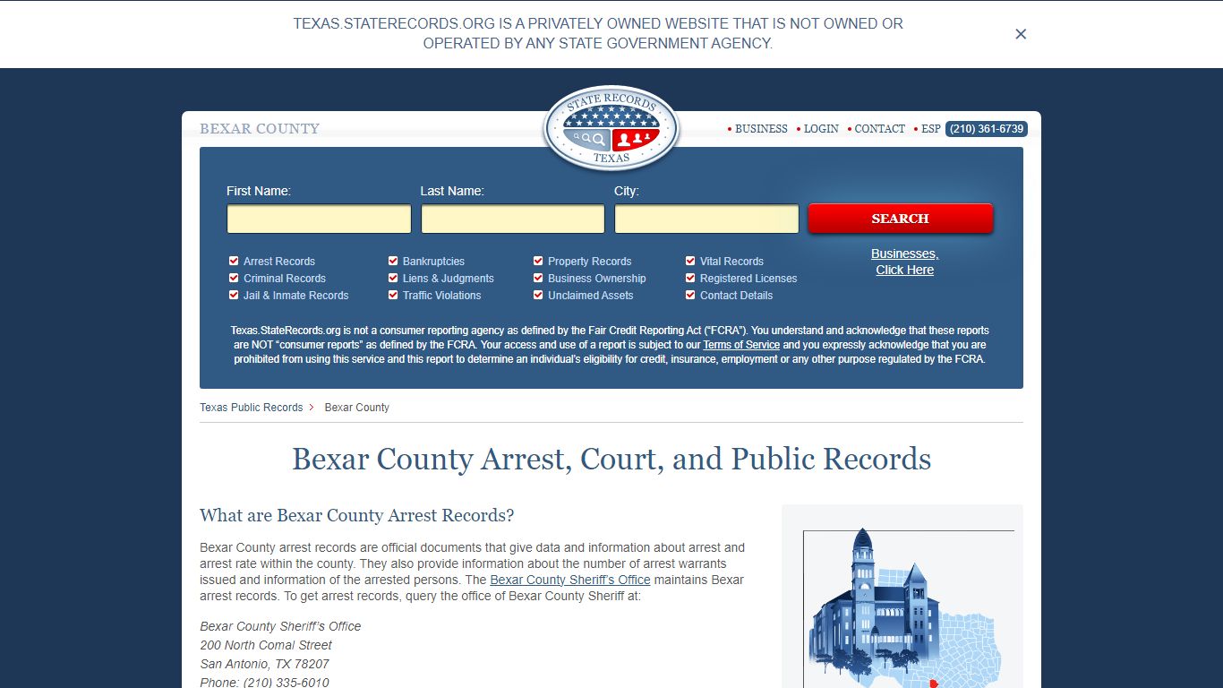 Bexar County Arrest, Court, and Public Records
